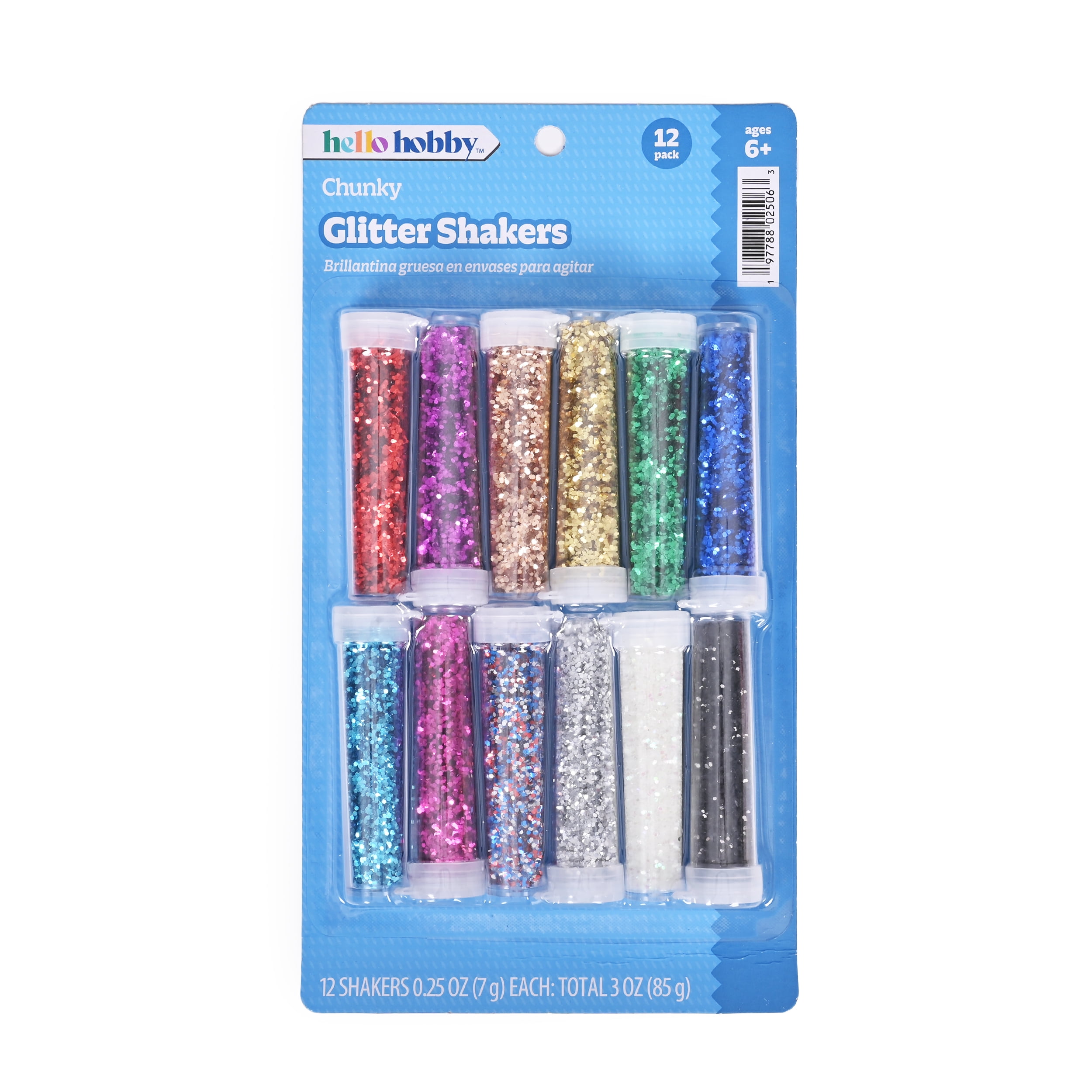Hello Hobby Craft Glitter Shaker Set with 12 Assorted Colors