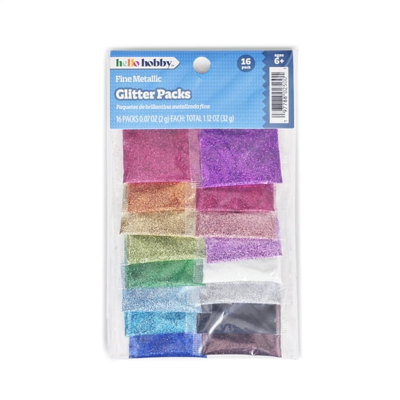 Hello Hobby Craft Glitter Set, 16 Bright Assorted Colors for Arts and Crafts