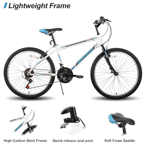 HH HILAND 24 26 inch Mountain Bike for Men Women, 21 Speeds High-Carbon Steel Frame, Sport Cycling MTB  for Adult