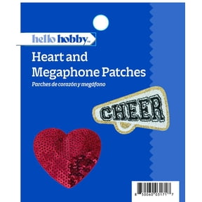 Hello Hobby Cheerleader Heart and Megaphone Patches, Pack of 2