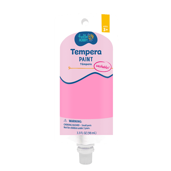 Hello Hobby 3.3 FL OZ Tempera Paint, Pink, Washable, Safe & Nontoxic