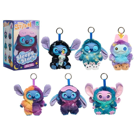 Happy Haul Disney Stitch Sleepy Stars Vinyl Plush Clip-on Surprise Toy, Drop 2 Blind Box Collectible Stuffed Toy, 5.5-Inch Plush with Vinyl Face by Just Play, Short-Run Drop, Ages 8+