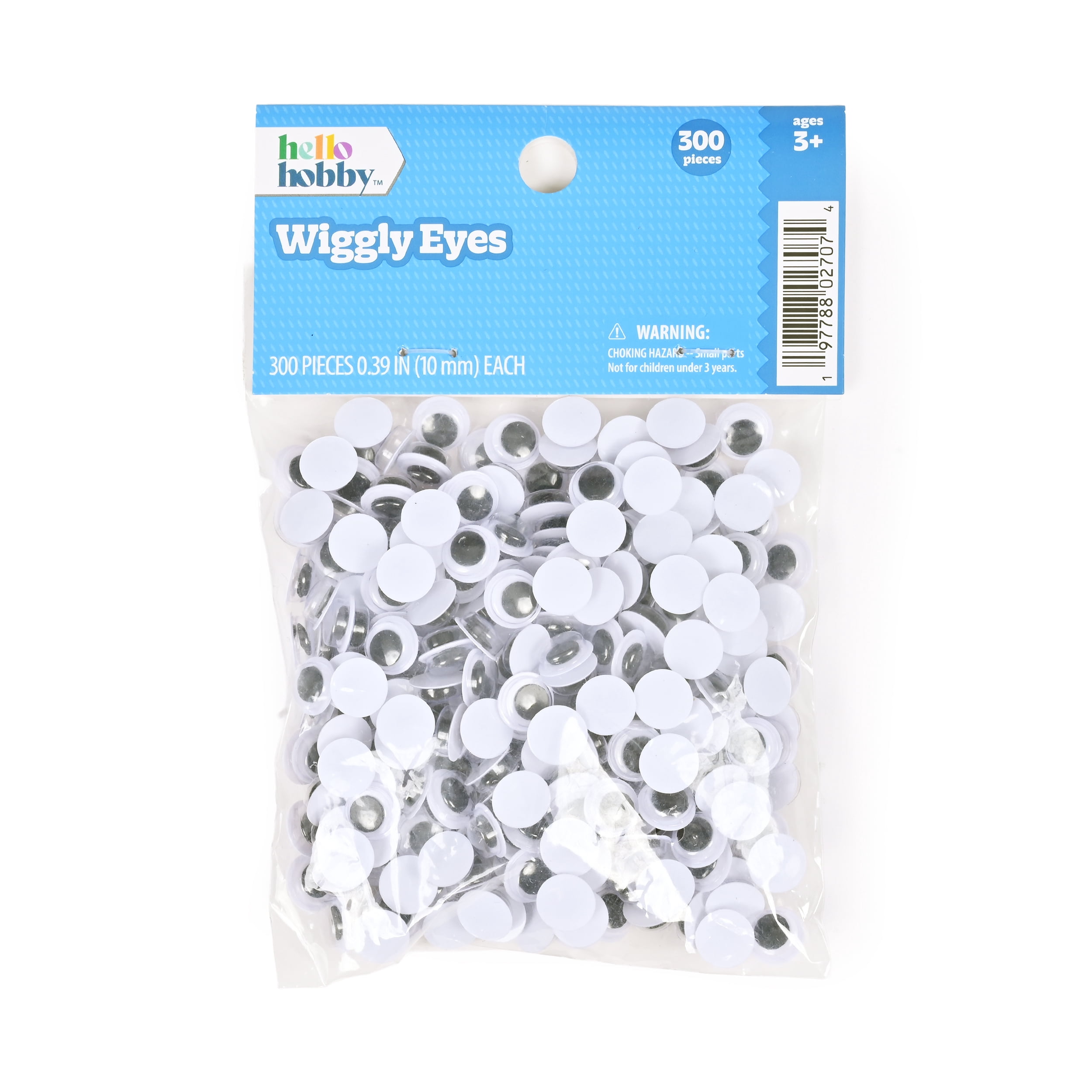 Hello Hobby 300 Count 10mm Wiggle Eyes for Kids Crafts
