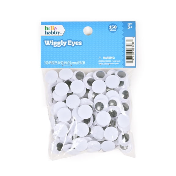 Hello Hobby Wiggle Eyes Craft Pack for Kids, 15mm, 150 Count