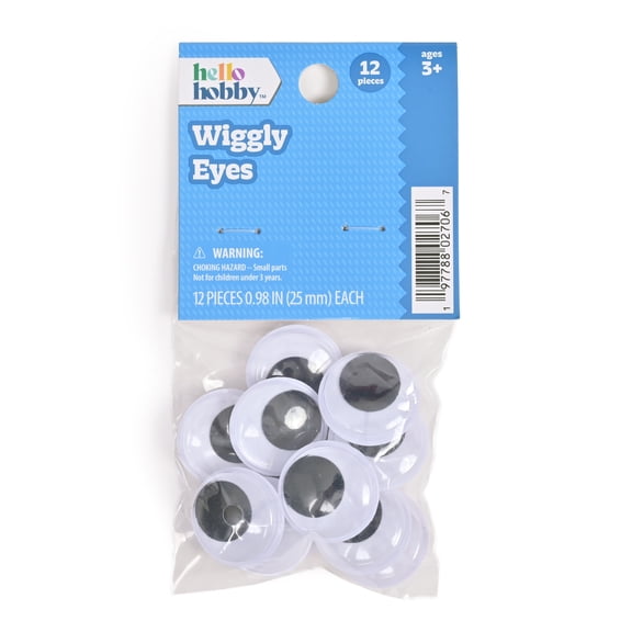 Hello Hobby Wiggle Eyes 25mm Large Craft Eyes, 12 Count
