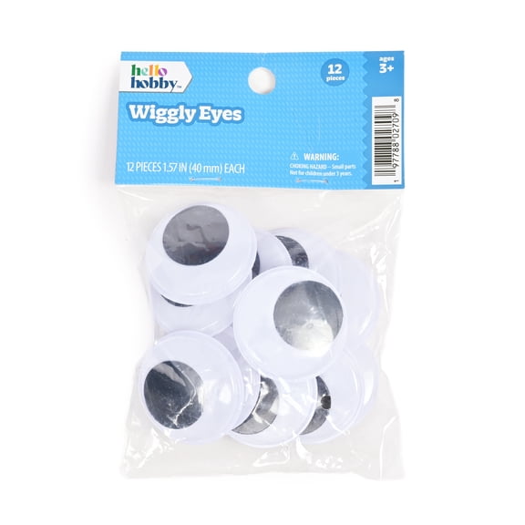 Hello Hobby Wiggle Eyes, 40mm Extra Large Craft Eyes, 12 Count