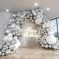 thumbnail image 1 of HH White and Silver Balloon Arch Kit, 140Pcs White Metallic Silver and Silver Confetti Party Balloon Garland Kit for Birthday, Wedding, Engagements, Baby Shower, Anniversary Party Decorations, 1 of 14