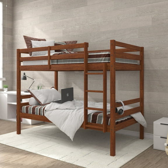 HH2 Home Essentials Campbell Wood Twin Over Twin Bunk Bed, Oak