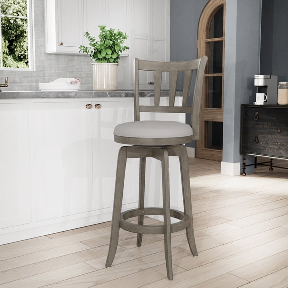 HH2Home Presque Isle Wood Bar Height Swivel Stool, Aged Gray