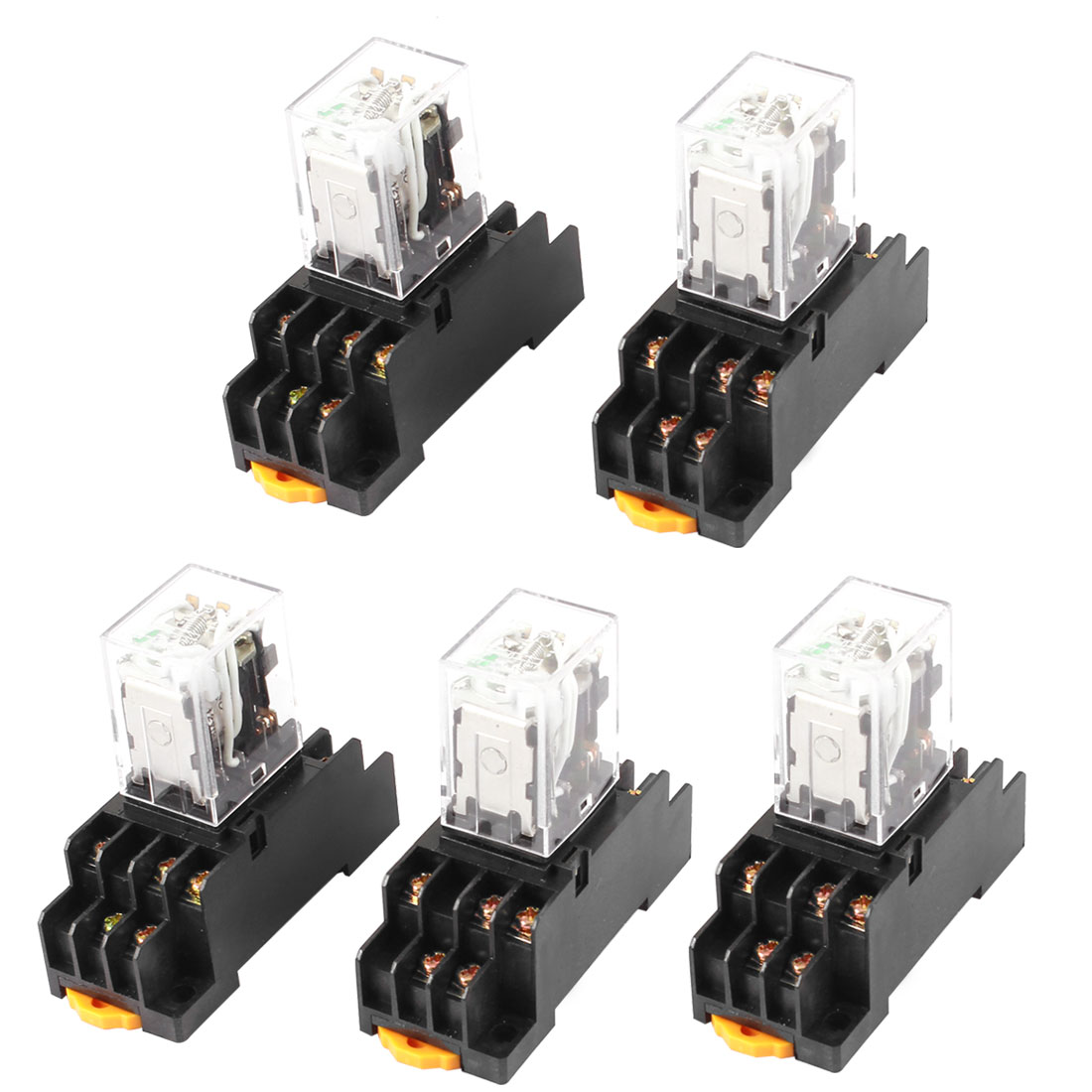 HH53PL  DC 12V Coil 3PDT 11Pin 35mm DIN Rail Electromagnetic Power Relay 5 Pcs
