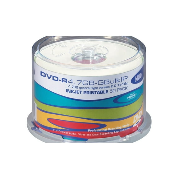 HHB DVD-R 4.7GB ARCHIVAL Double Coated Professional White Inkjet Printable 1x-16x Write Speed *50 PACK