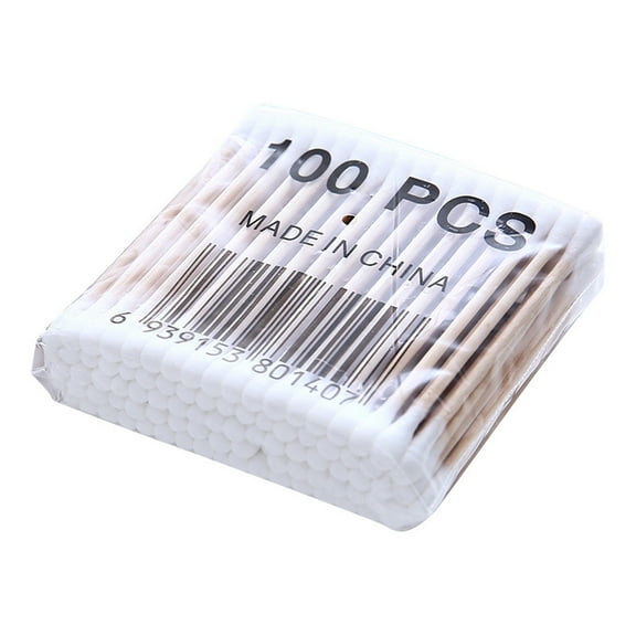 HHBEAUTY 100 PCS Cotton Swabs, Organic & Biodegradable, Double Tipped Cotton Tips for Ear, Beauty Care, Cleaning, Make-up