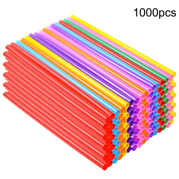 HHBEAUTY 1000 Pack Plastic Drinking Straws, 10.2 Inch Extra Long Colorful Disposable Stirrer Drinking Straws, Jumbo Smoothie Straw Bulk Party Straw for Milkshake Coffee Juice Cocktails, Multicolor