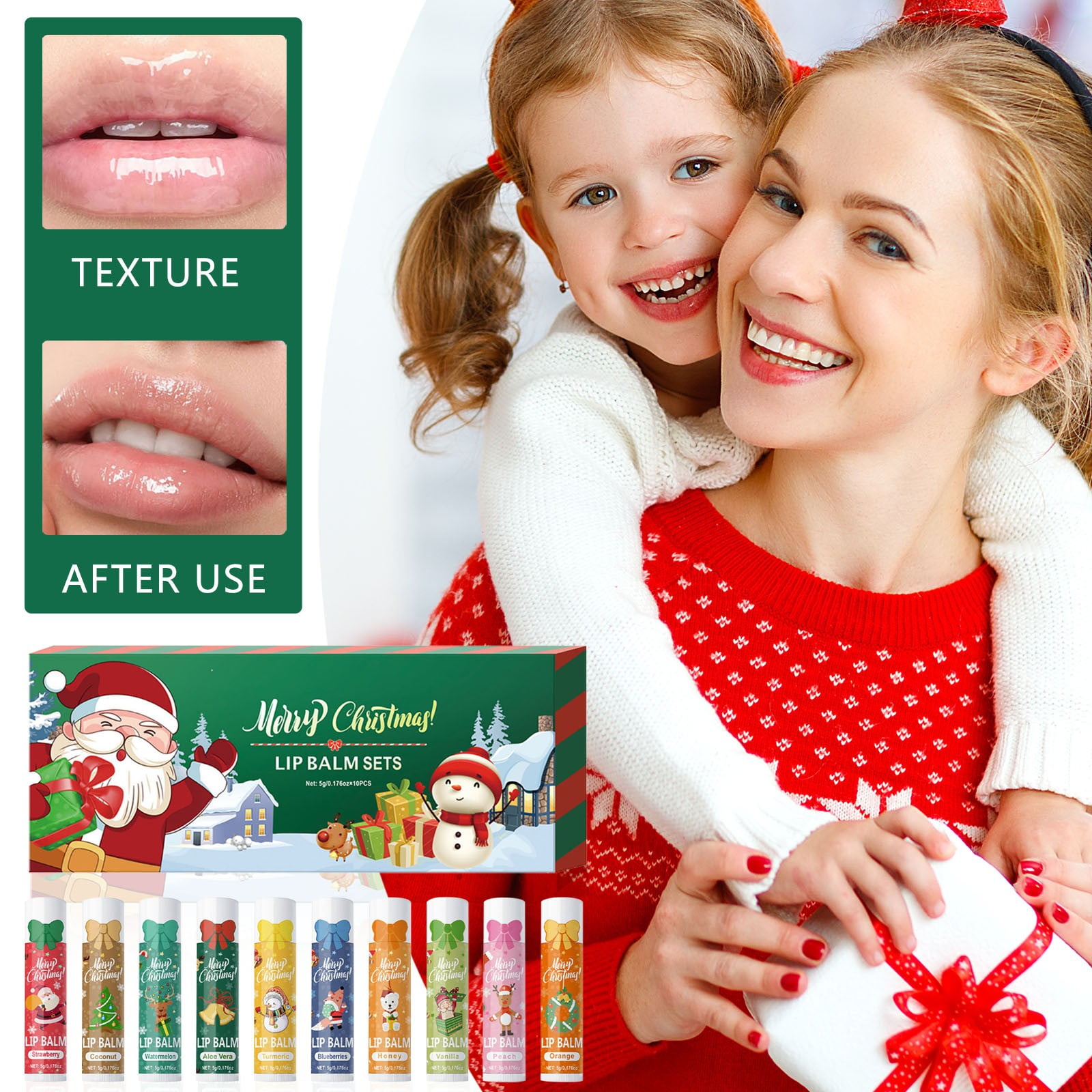 HHBEAUTY 10PCS Christmas Lip Balms Bulk Christmas Stocking Stuffers Small Xmas Gifts for Coworkers, Snowman Holiday Thank You Employee Appreciation Gifts for Coworkers Adults Women Men Staff