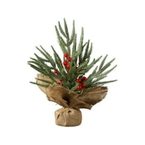 HHBEAUTY 12 inch Table Top Christmas Tree Small Artificial Xmas Tree Mini Christmas Tree with Pine Cones and Burlap Base, Miniature Christmas Decor for Home Farmhouse Desk
