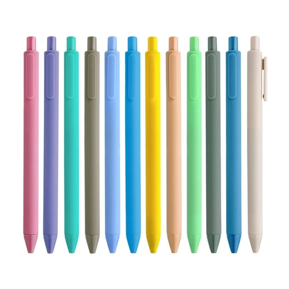 HHBEAUTY 12pcs Gel Pens Multicolour Ink 0.5mm Smooth Writing Retractable Press Gel Pens Rolling Ball for Journaling Note Taking Office Supplies