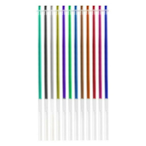 HHBEAUTY 12pcs Premium Color Glitter Gel Pen Refills 0.8mm Medium Point Glitter Markers Colorful Smooth Writing Neon Pen for Crafting, Doodling, Drawing, and Adult Coloring Book