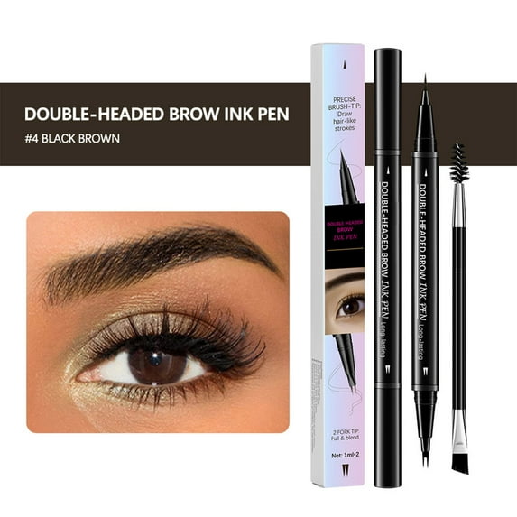 HHBEAUTY 2-Tip Double-Ended Eyebrow Pen, 2-in-1, with Eyebrow Brush. Waterproof and Sweat Proof,Precise Liquid Brow, Long-Lasting for Natural Hair-Like Brows That Lasts All Day