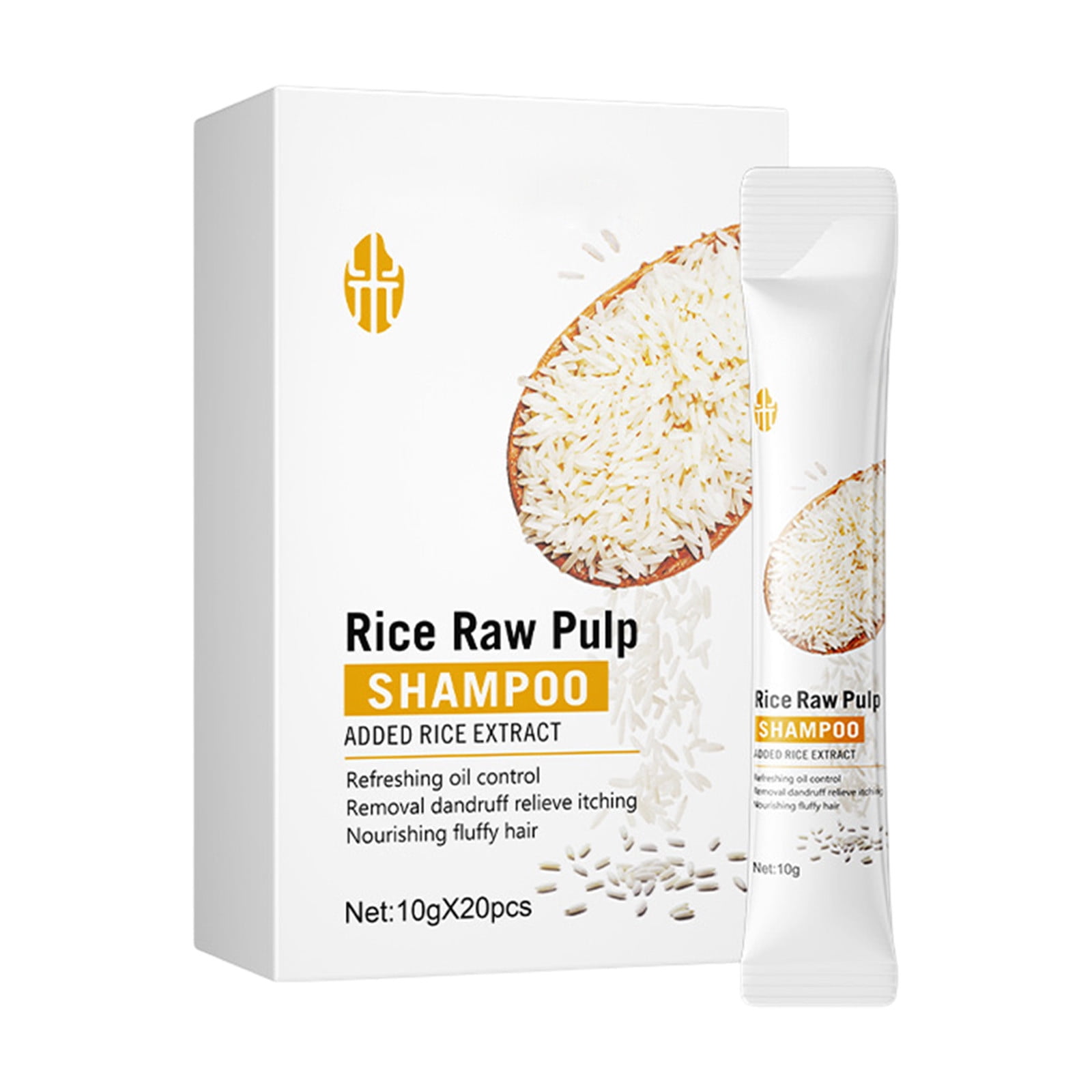 HHBEAUTY 20 Packs 10ml Travel Size Rice Water Shampoo Bulk Individually Wrapped - Refreshing Mini Shampoo Packets Hair Shampoo Single Use Supplies for Travel