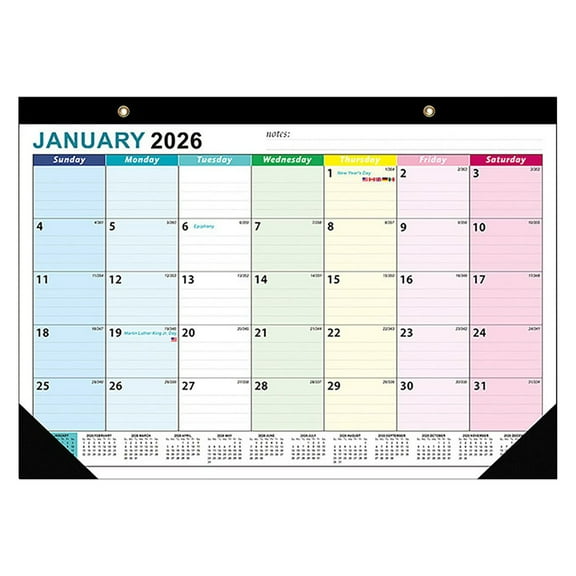 HHBEAUTY 2026 Desk Calendar - January 2026 - June 2027, Large Calendar 2026, 22" x 17", Rolled Desk Calendar, Premium Thick Paper, 2 Hanging Holes, Julian Dates
