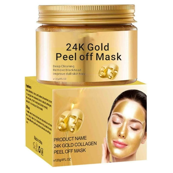 HHBEAUTY 24K Gold Firming Peel Off Face Mask- Anti Aging, Lifting, Illuminating & Revitalizing - Removes Blackheads, Dirt & Oils - With Hyaluronic Acid and Collagen - Skin Care