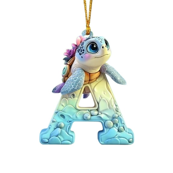 HHBEAUTY 26 Letters Turtle Shaped Christmas Tree Decoration Pendant, Custom Christmas Ornament with Name, Cute Sea Turtle Alphabet Ornaments, Gifts DIY Decor