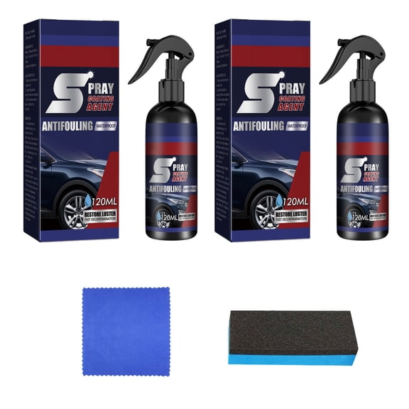 HHBEAUTY 2PCS New 3 in 1 Ceramic Car Coating Spray,Multi-Functional Coating Renewal Agent,Rayhong Spray Coating Agent,Fast-Acting Coating Spray, Waterless Wash, Nanotechnology