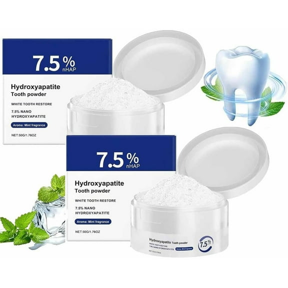 HHBEAUTY 2Pcs Microcrystalline Hydroxyapatite Powder, 7.5% Hydroxyapatite Tooth Powder, Nano Hydroxyapatites Toothpaste Powders