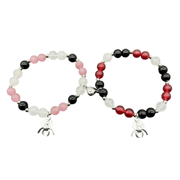 HHBEAUTY 2Pcs Natural Stone Beads Bracelet, Couples Matching Frosted Stone Bracelet for Women Men Best Friend Lovers Friendship Unisex Jewelry Gift