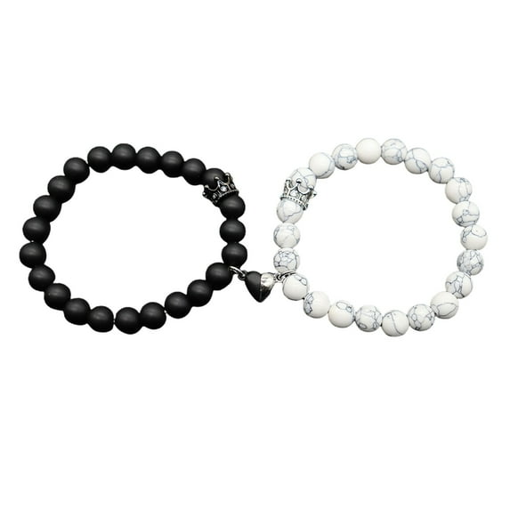 HHBEAUTY 2Pcs Natural Stone Beads Bracelet, Couples Matching Frosted Stone Bracelet for Women Men Best Friend Lovers Friendship Unisex Jewelry Gift