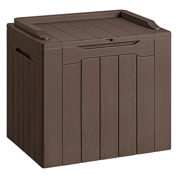 HHBEAUTY 30 Gallon Resin Deck Box Outdoor Indoor Waterproof Storage Box for Patio Furniture Pool Accessories Storage for Cushion Garden Tools (30 Gallon, Brown)