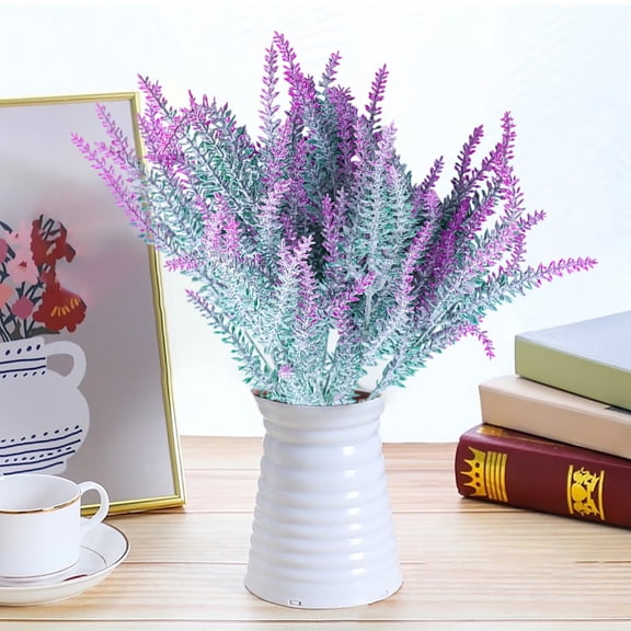 HHBEAUTY 3PCS Artificial Flowers Flocked Plastic Lavender Bundle Fake Plants Wedding Bridle Bouquet Indoor Outdoor Home Kitchen Office Décor