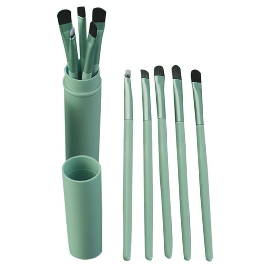 HHBEAUTY 5 Pcs/Set Travel Portable Mini Eye Makeup Brush Set, Apply Eyeshadow Eyeliner Eyebrow Brush Lip Makeup Brush Set Makeup Tools (Green)
