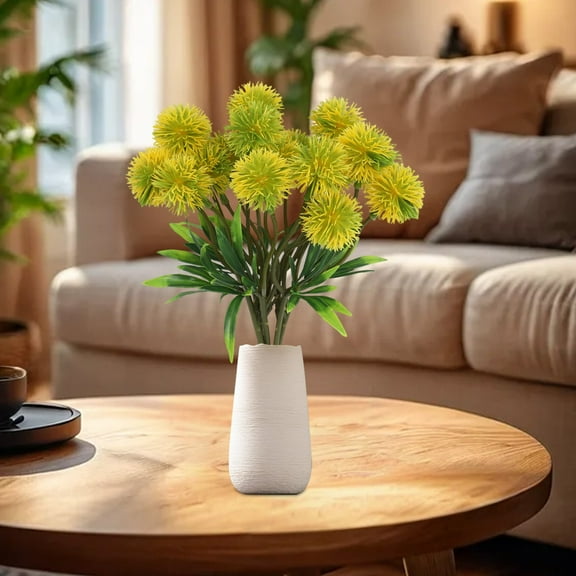 HHBEAUTY 5Pcs Artificial Dandelion Flowers Silk Yellow Dandelion with Leaves Lifelike Real Touch Dandelion Faux Dandelion Arrangement for Wedding Bridal Shower Home and Garden