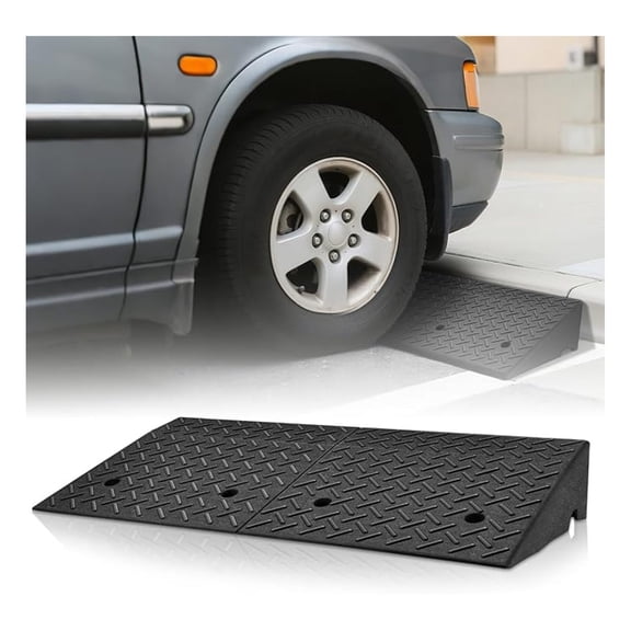 HHBEAUTY 6.3" Rubber Threshold Ramp for Doorways, 39" Wide Heavy-Duty Non-Slip Curb Ramp for Wheelchairs, Cars, Trucks, Motorcycles, 4000 lb Capacity, Black