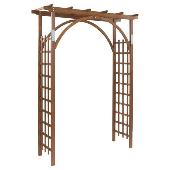 HHBEAUTY 7 Ft Wooden Garden Arbor Arch, Fir Wood Arbour Trellis, Pergola Archway for Wedding Ceremony Decoration Pergola Plant Climbing Rose Vines Lawn Courtyard Patio Dark Brown