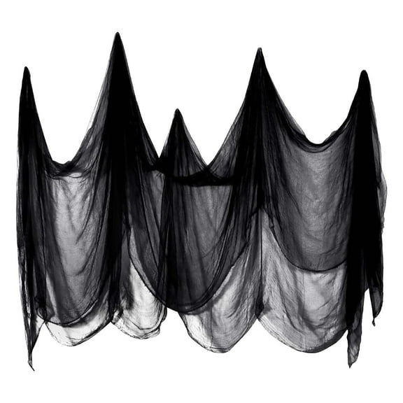 HHBEAUTY 85 x 98.5 In Halloween Decorations Creepy Cloth,Halloween Decorations Outdoor Indoor Black Fabric Cloth for Haunted House,Yard,Front Door,Wall,Horror Party Decor,Scary Spooky Gauze