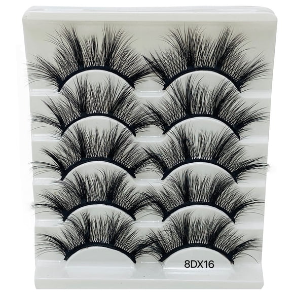 HHBEAUTY 8D High-Grade Faux Mink Wispy Lash, Long Thick Cat Fox Eye Lashes Full Curly Eyelash, Anime Fake Eyelashes Extensions Strip Pack for Beginner 5 Pairs