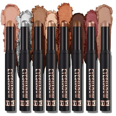 HHBEAUTY 8Pcs Cream Eye Shadow Brightener Sticks Makeup Set for Eyes, Glitter Shimmer Liquid Pencil Eye Shadow Stick Palette Makeup