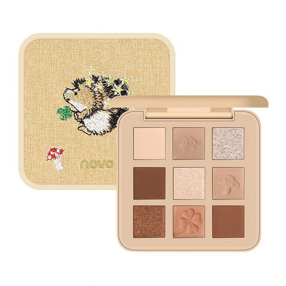 HHBEAUTY 9 Colors Eyeshadow Matte Earth Color 3D Embroidered Eyeshadow Palette, Matte&Glitter&Shimmer Eyeshadow,for Eye Makeup Long Lasting Waterproof Eye Makeup Palette, Bright-Colored Eye Shadow