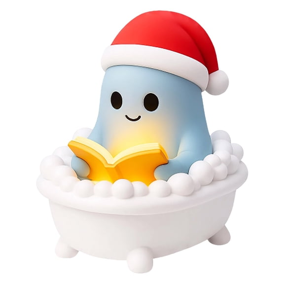 HHBEAUTY Adjustable Warm Glow LED Ghostly Night Light, Cute Reading Lamp for Bedroom & Bookshelf, Halloween & Christmas Decors, Soft Light for Study Room & Home