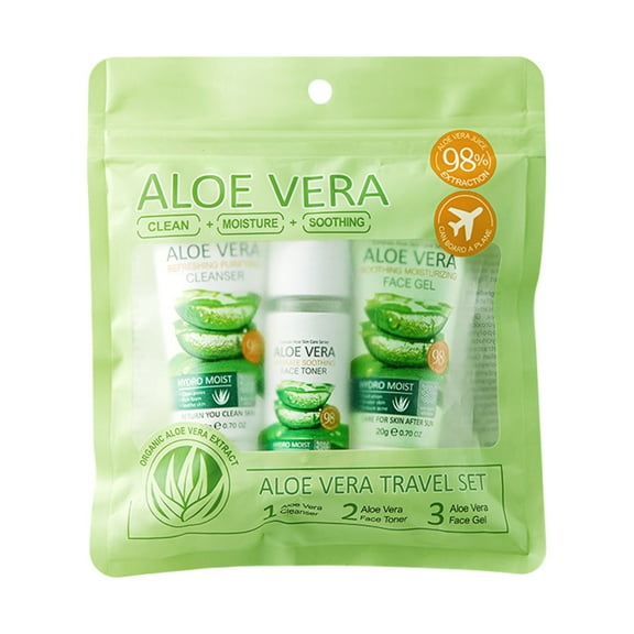 HHBEAUTY Aloe Vera Skin Care Set,Facial Kit with Facial Cleanser,Toner,Exfoliating Gel,Travel Skincare Kit for Women