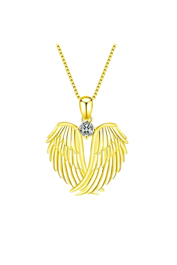 Angel Wings Necklace Guardian Angel Wings Pendant Birthstone Necklace for Women Jewelry Gifts, Gold