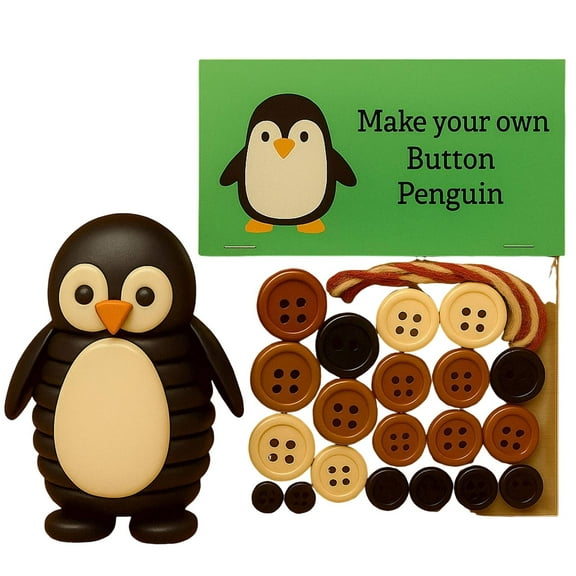 HHBEAUTY Animal Button Ornament DIY Kit, Button Animal Christmas Decor Making Set with Owl,Sea Turtle,Raccoon,Elephant,Penguin Hanging Decorations, Gift for Craft Lovers