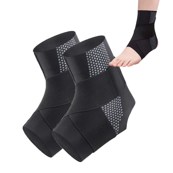 HHBEAUTY Ankle Brace for Men & Women - Adjustable Support Foot Wrap with Anti-Slip Design, Ankle Compression Sleeve for Achilles Tendonitis, Plantar Fasciitis, Sprains & Sports Injuries(Black)