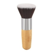 HHBEAUTY Bamboo Flat Kabuki Foundation Brush - Flat Top Makeup Brush for Foundation Blending Liquid Cream Mineral Powder with Dense Bristles, Cruelty-Free
