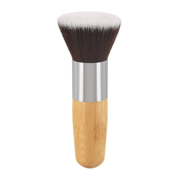HHBEAUTY Bamboo Flat Kabuki Foundation Brush - Flat Top Makeup Brush for Foundation Blending Liquid Cream Mineral Powder with Dense Bristles, Cruelty-Free