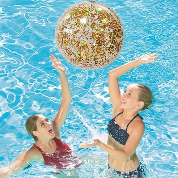 HHBEAUTY Beach Balls - 16 Inch Inflatable Beach Balls - Glitter Transparent Beach Balls, PVC Pool Toys Pool Balls, Perfect for Summer, Swim Parties & Water Games
