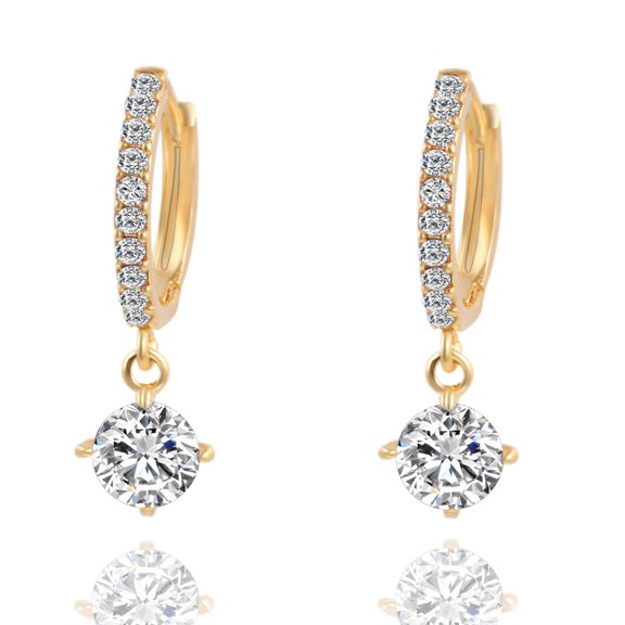 HHBEAUTY Birthstone 18k Plated Gold Dangle Earrings For Women, Moissanite Sparkle Dangle Hoop Earrings for Women