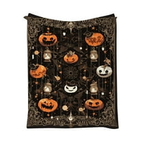 HHBEAUTY Black Blanket Halloween Throw Blankets Gifts for Women Witchy Goth Skull Pumpkin Flannel Fleece Blankets for Couch Sofa Bed Chair Decor, 27.5X39.3"